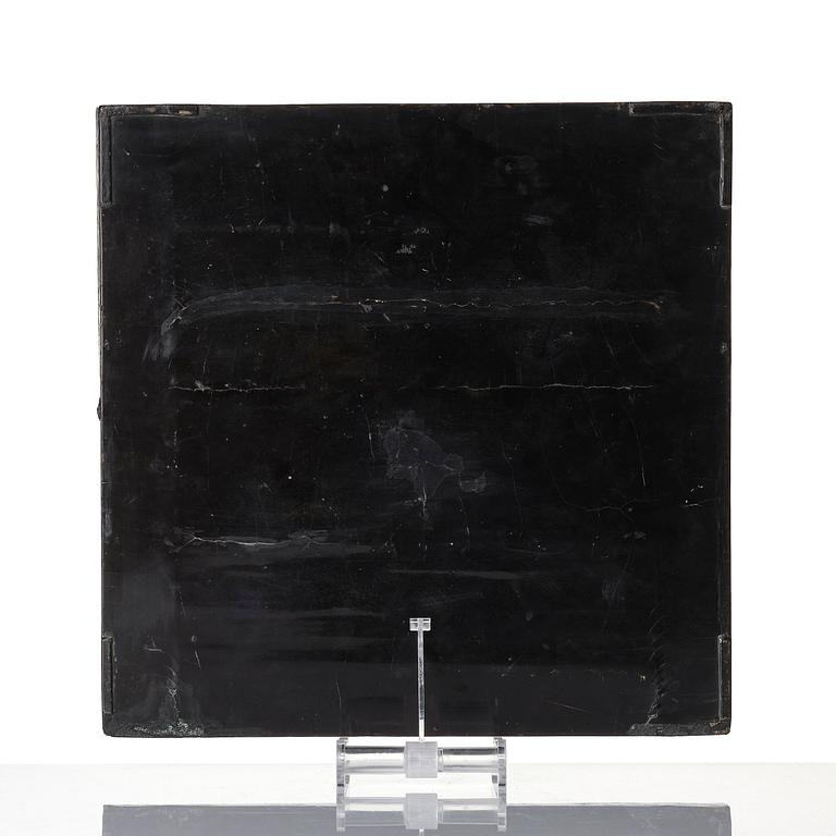 A black lacquer and mother of pearl tray, Qing dynasty, 18th century.