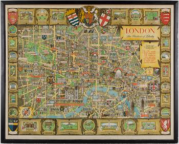 KERRY LEE, a lithographic poster/map, 'London The Bastion of Liberty', mid 20th century.