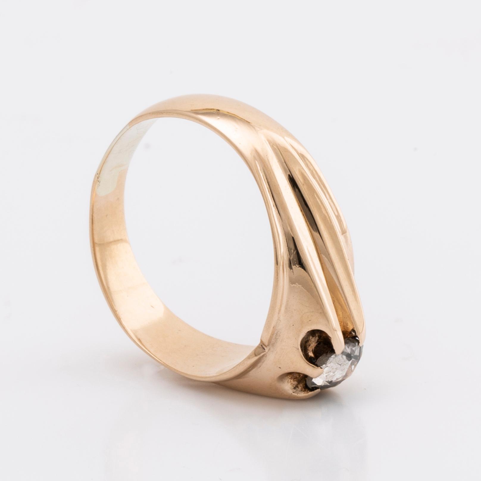 RING 14K gold 1 rose-cut diamond approx 0,15 ct.