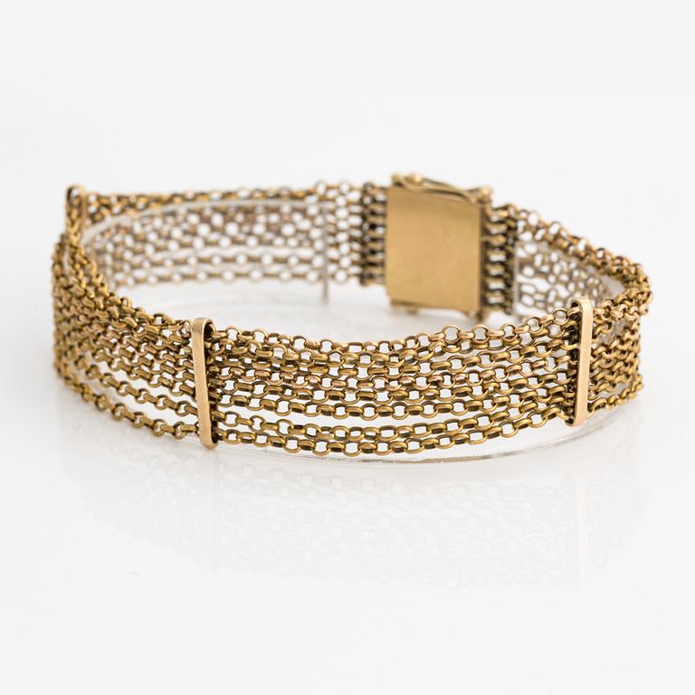 Gold bracelet, multi-strand.