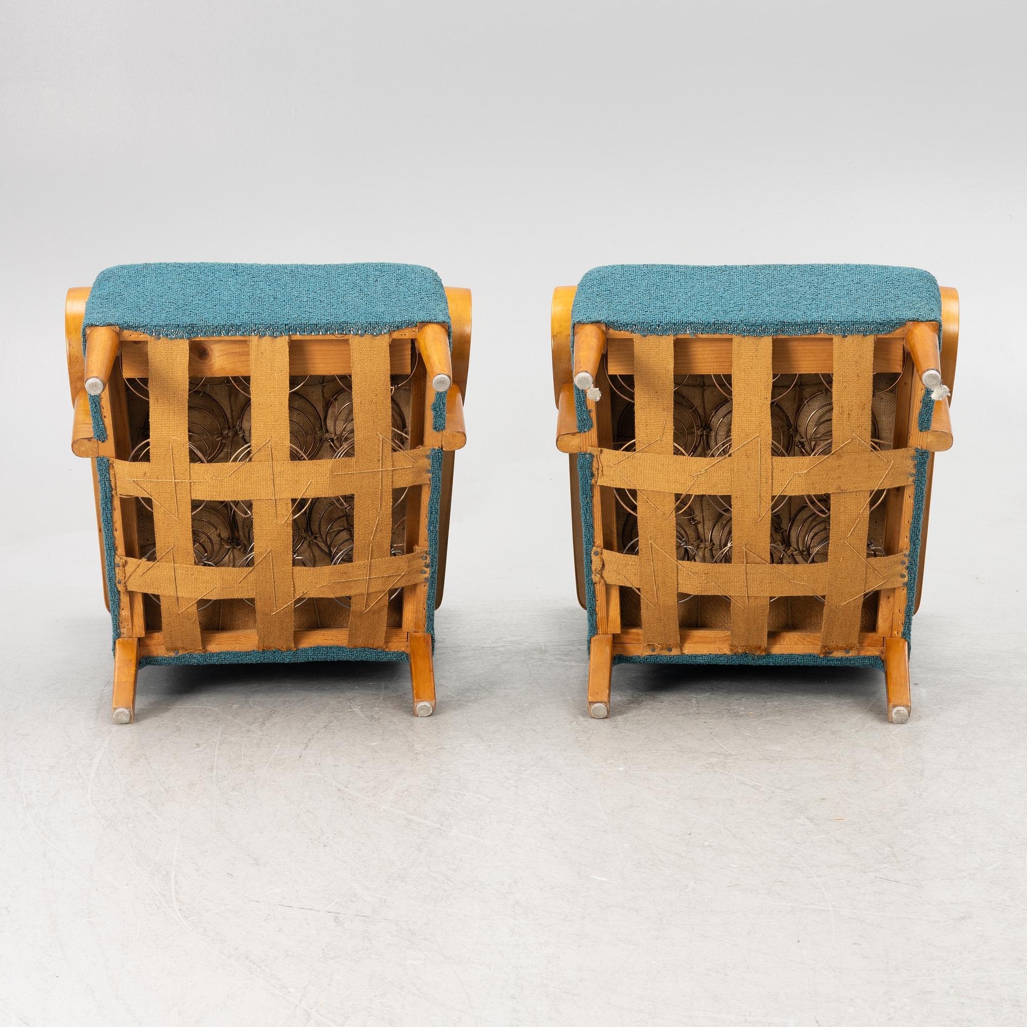 A pair of Swedish Modern armchairs, 1940's.