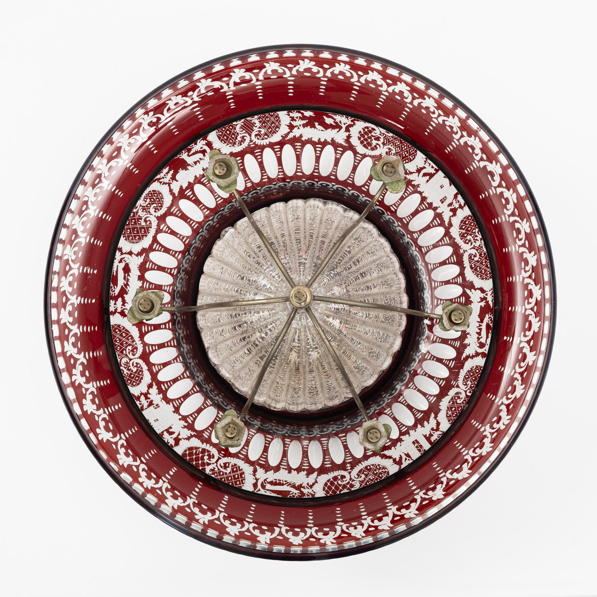 Fountain, Bohemian glass, mid-19th century.