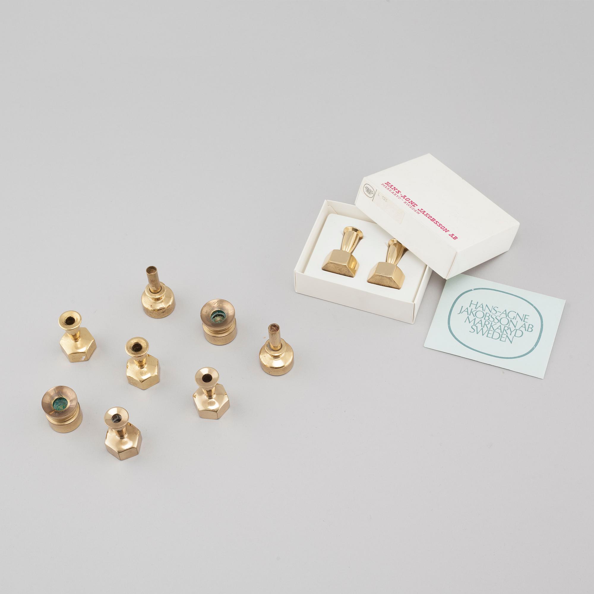 Ten small candlesticks, "L92", "L125" & "143", designed by Hans-Agne Jakobsson for AB Hans-Agne Jakobsson, 20th cenutry.