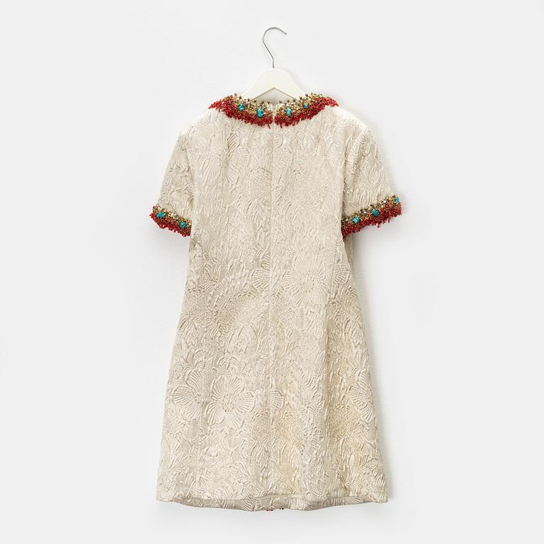 Balenciaga, a silk dress with turquoises and coral, size 36.