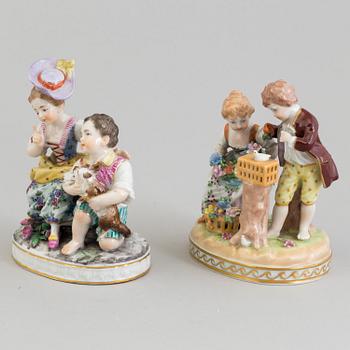 Two German porcelain groups of children, one by Potschappel, 20th Century.