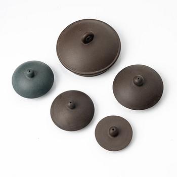 Tekannor, fem stycken, yixing, Kina, 1980/-90-tal.