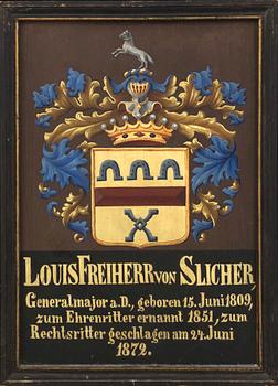 Coat of Arms, Baron General Major Louis von Slicher, 1872. - Bukowskis