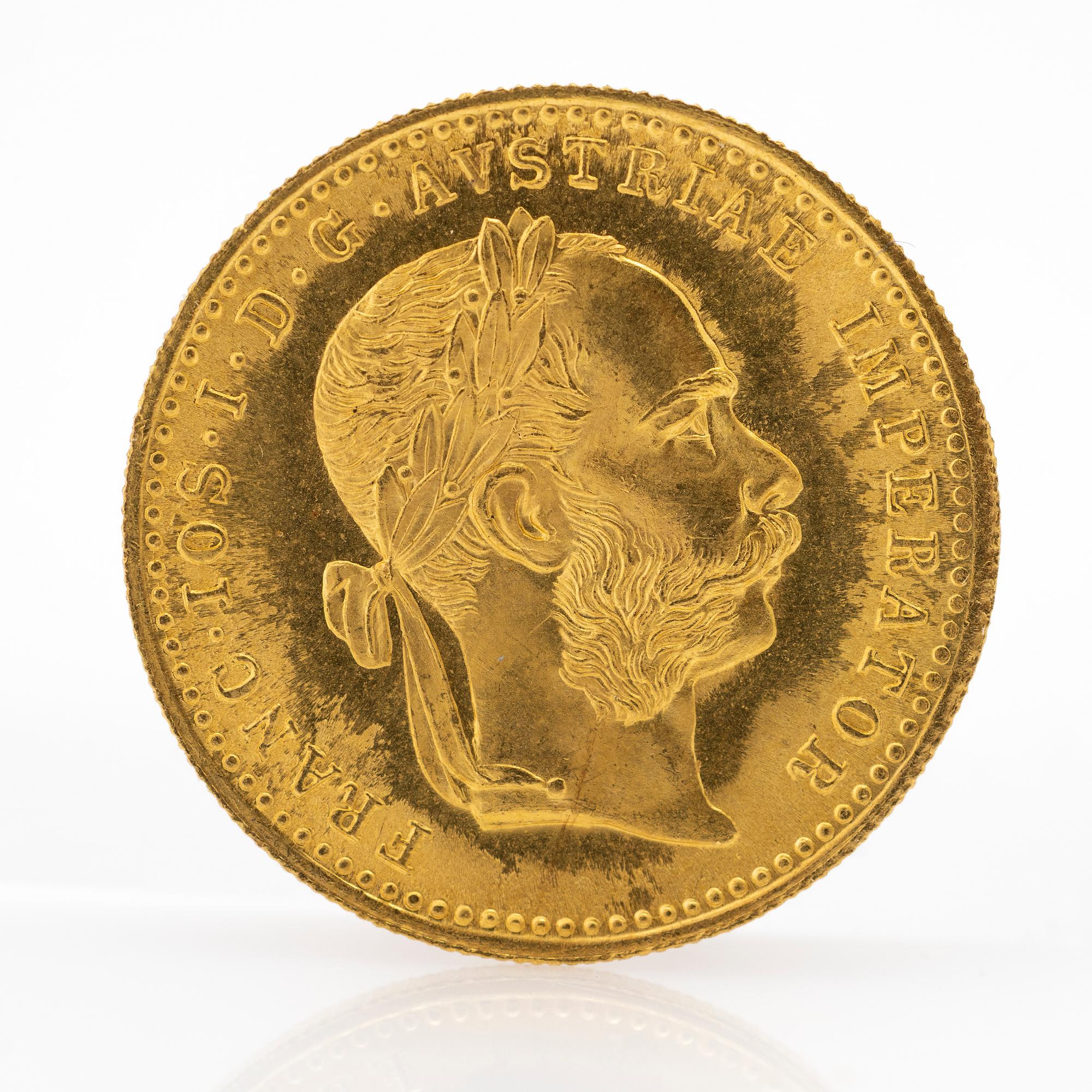 Gold coin, Austria-Hungary, Franz Joseph 1 Ducat, 1915.