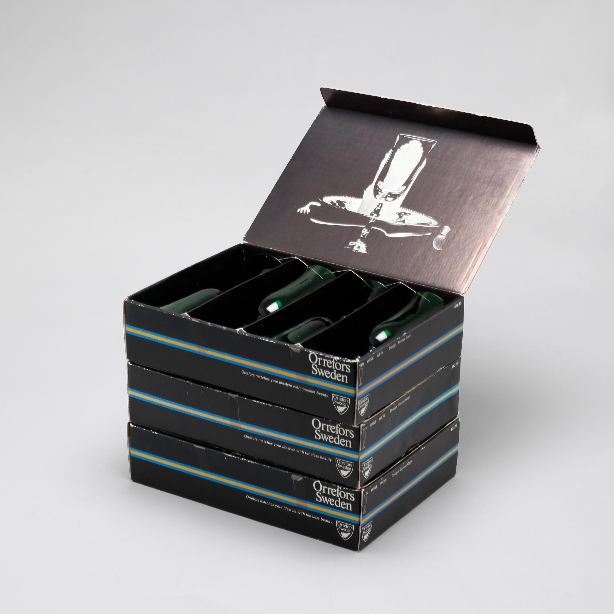 SIMON GATE, glas, 12 st, "Salut", Orrefors, 1900-tal.