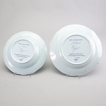 A set of 7+2 plates "Rehnska mönstret" Rörstrand numbered.