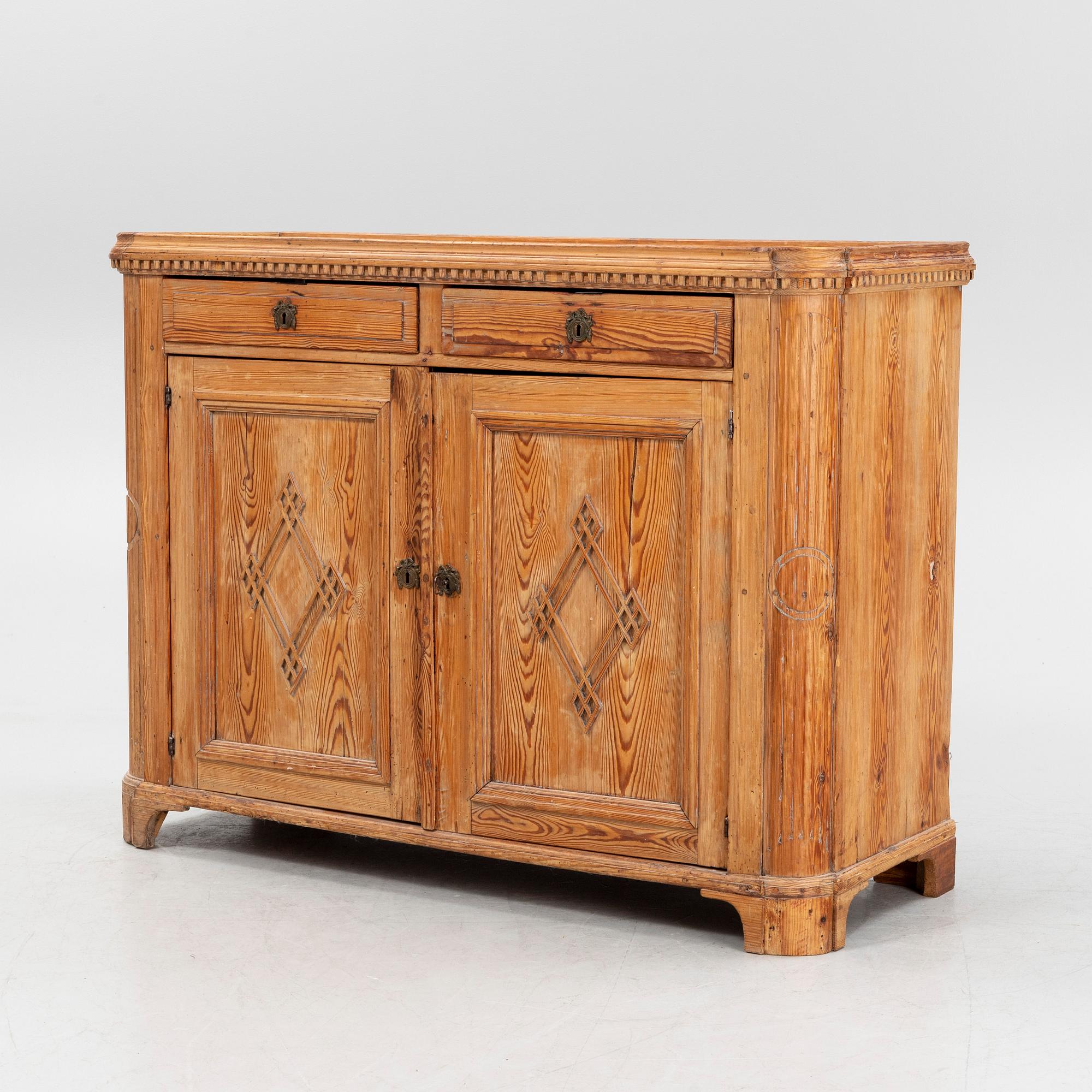 A Gustavian pinewood sideboard, around year 1800.