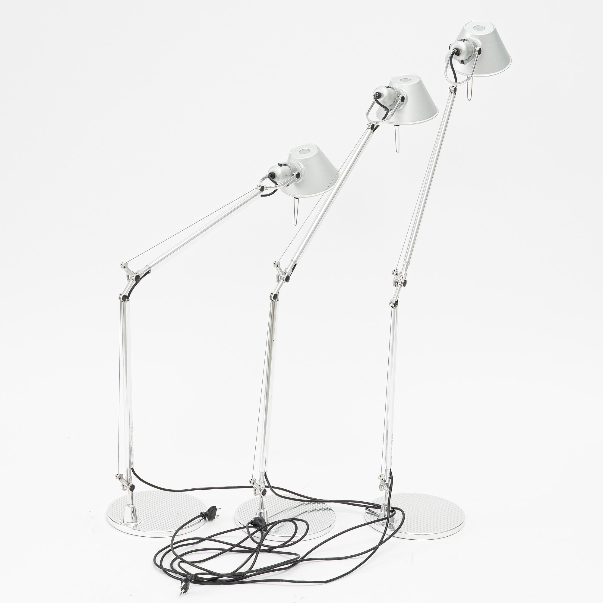Michele De Lucchi & Giancarlo Fassina, three 'Tolomeo' table lamps, Artemide, Italy.