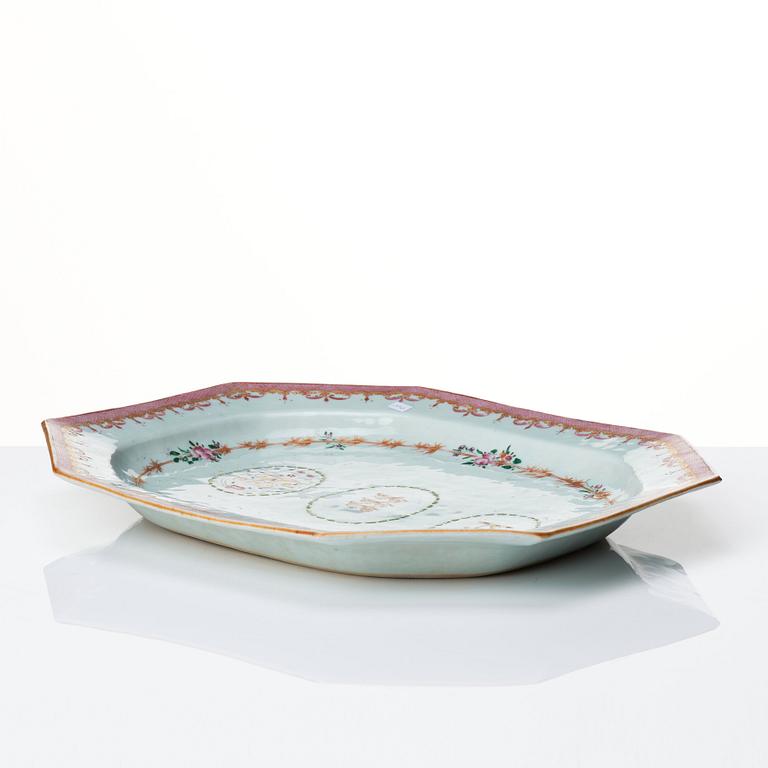 Two famille rose armorial serving dishes, Qing dynasty, Qianlong (1736-95).