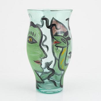 Ulrica Hydman-Vallien, a glass vase, Kosta Boda Atelier, Sweden, numbered.