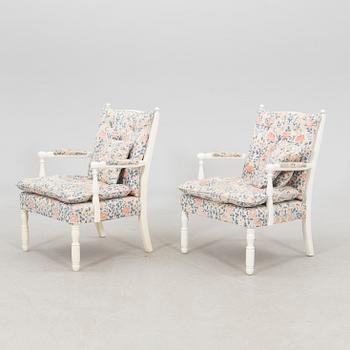 Armchairs, a pair in the Gripsholm model by Nordiska Kompaniet, second half of the 20th century.