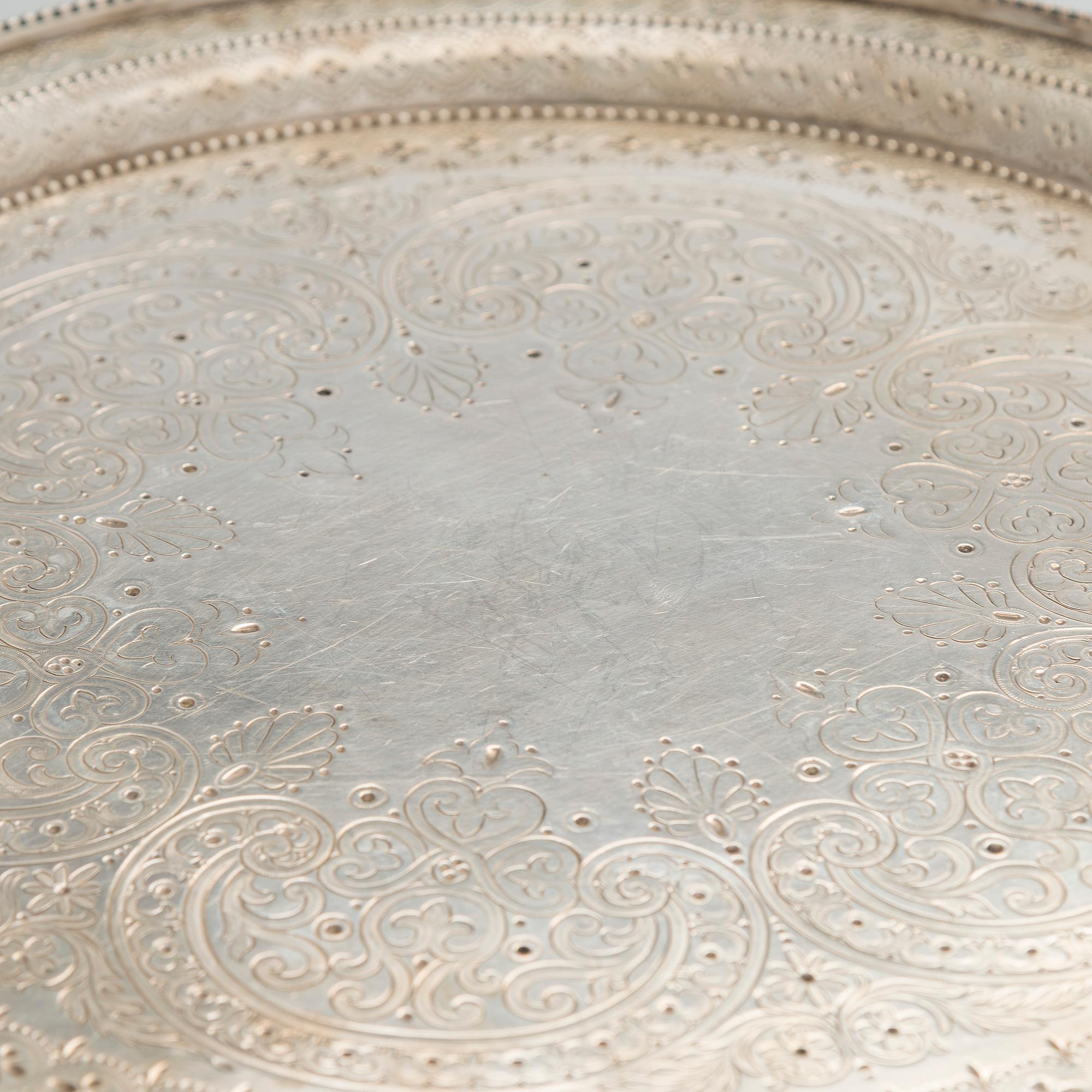 Salver, sterling silver, Mackay, Cunningham & Co, Edinburg 1876.