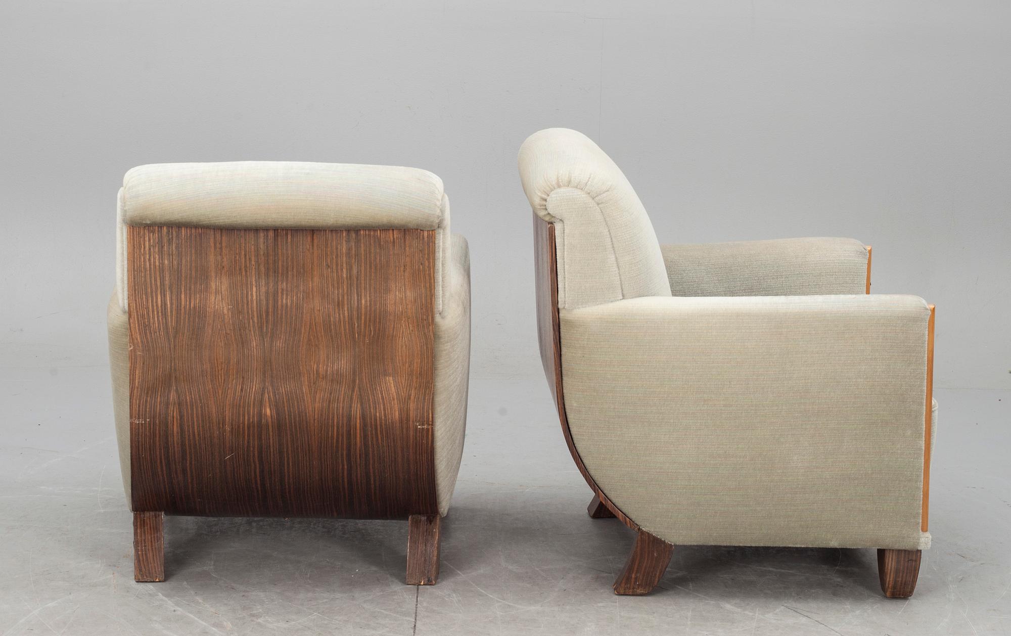 FÅTÖLJER, art deco, 1900-talets mitt.