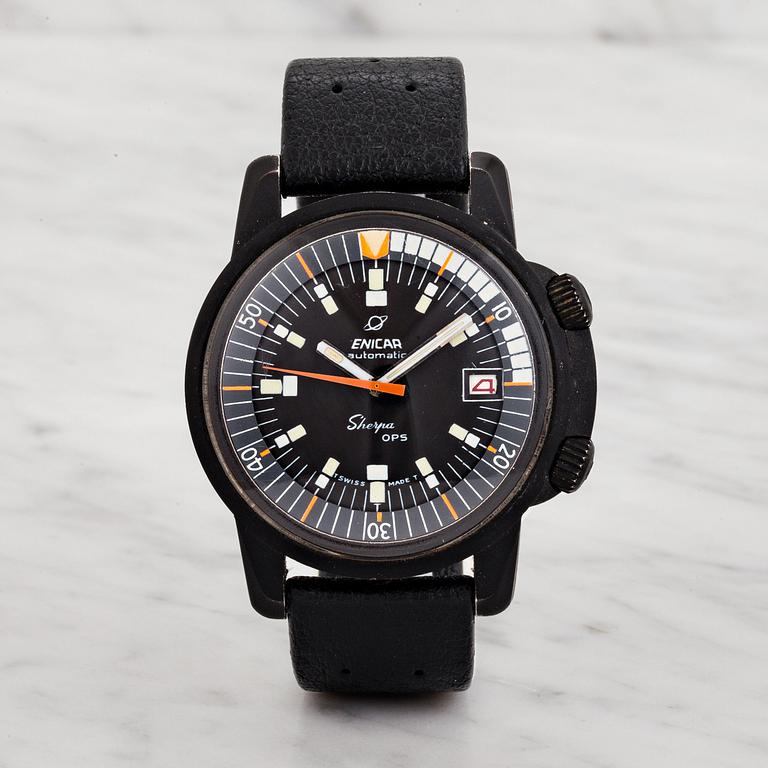 ENICAR, Sherpa 600, OPS, wristwatch, 40 (43) mm.