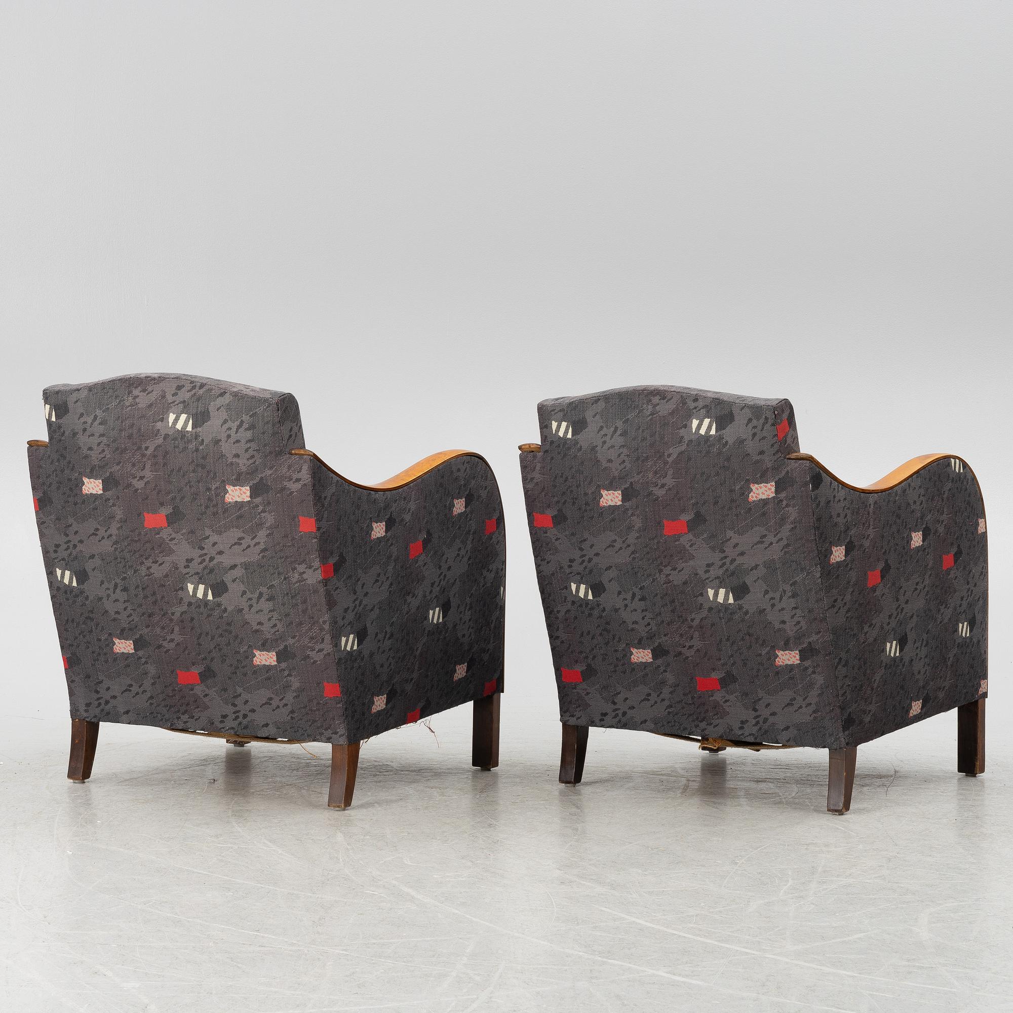 Armchairs, a pair, functionalist, 1930s.