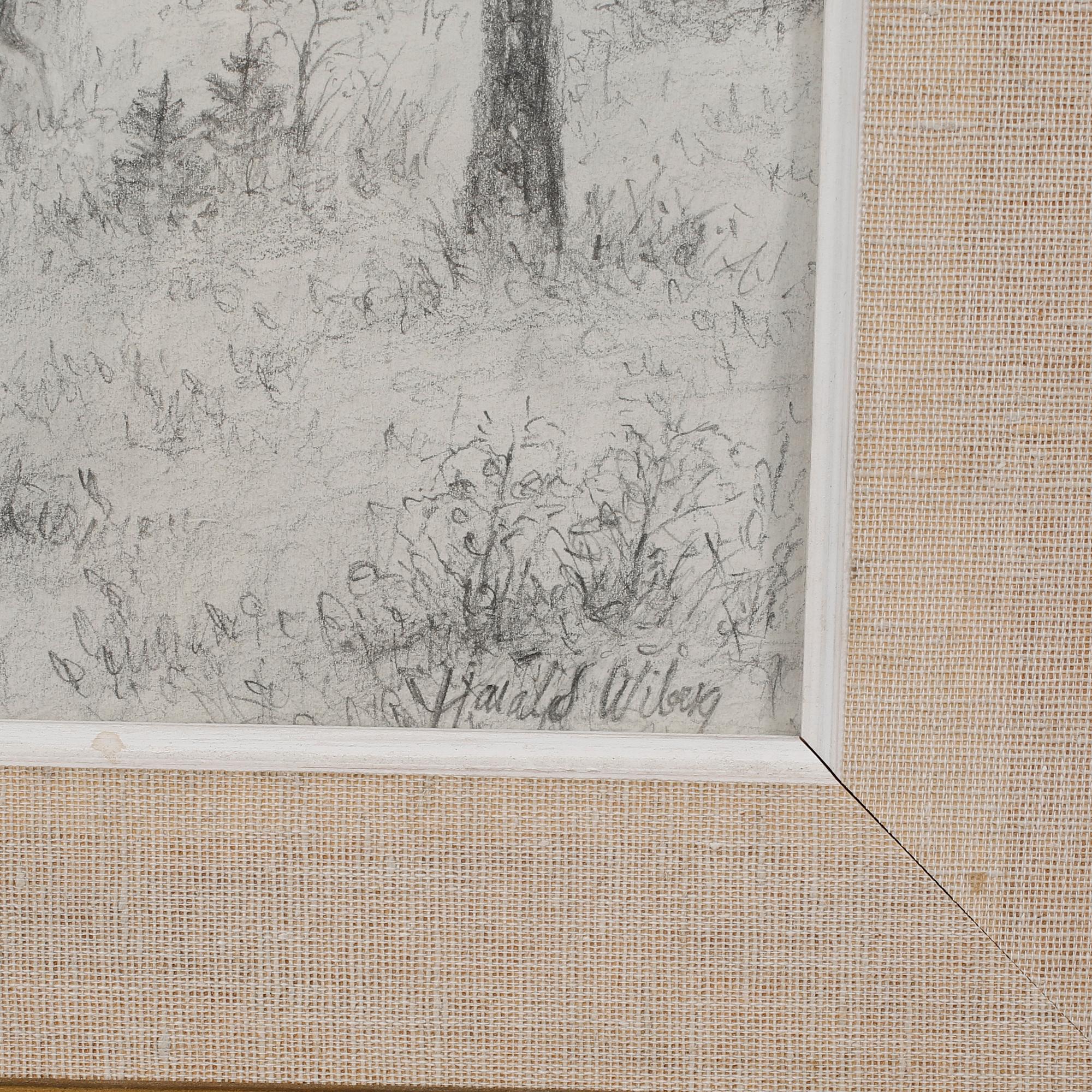 HARALD WIBERG, blyertsteckning, signerad.