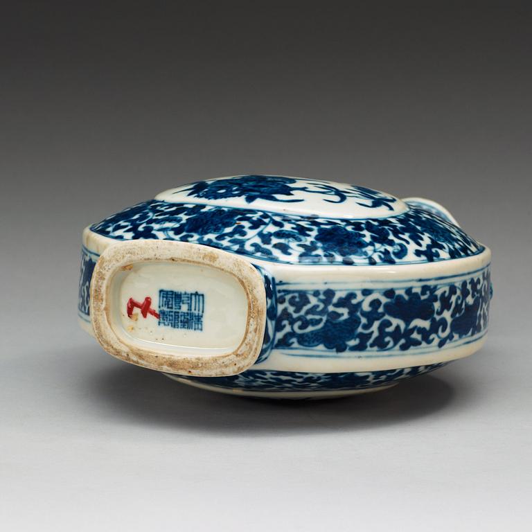 A Chinese blue and white Moonflask, with Qianlong sealmark, presumably Republic.