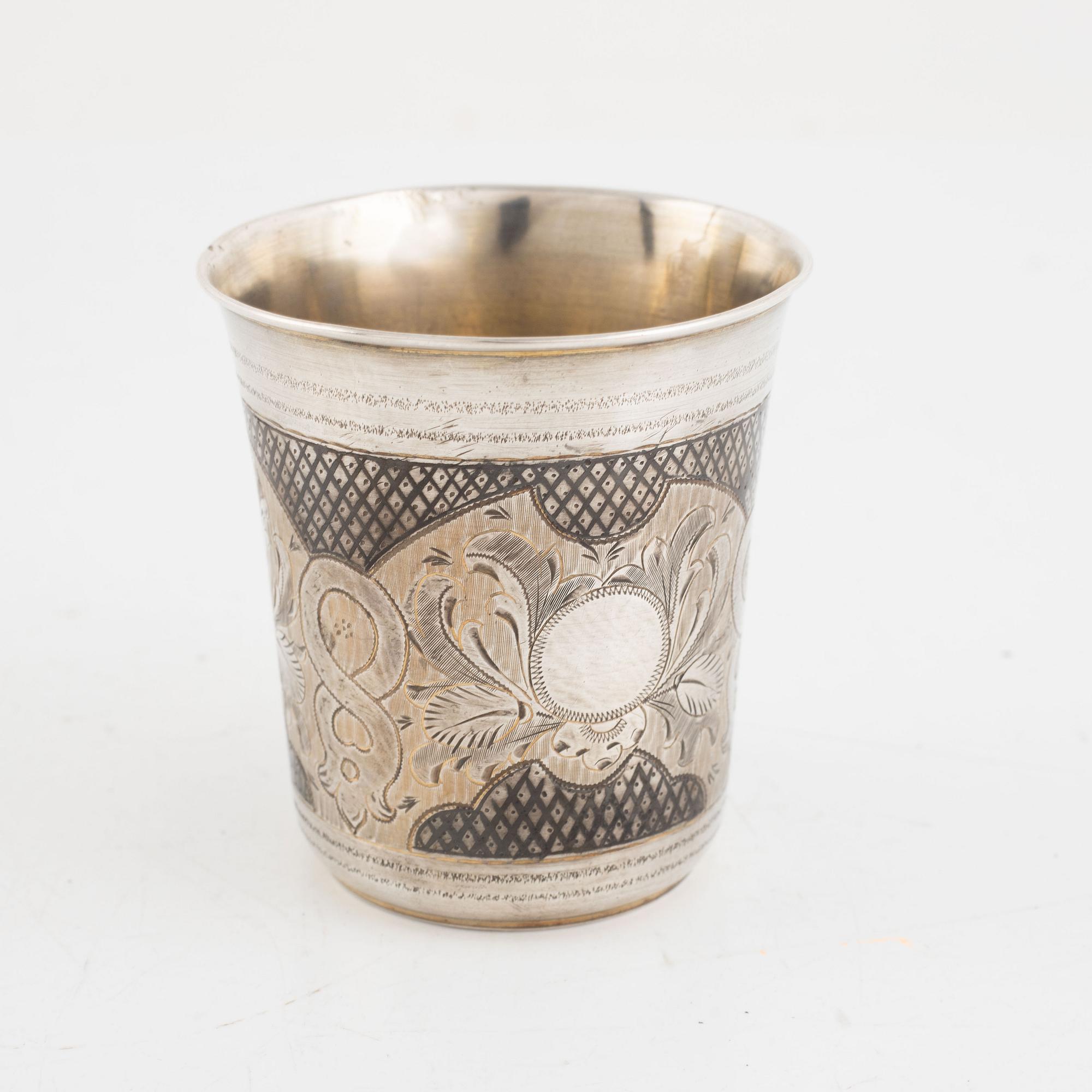 A Russian Silver Niello Beaker, Moscow 1874.