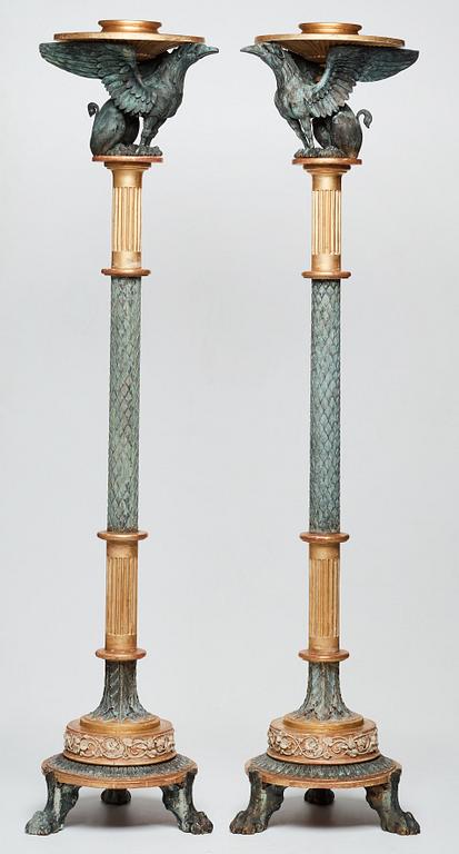 A pair of late Gustavian candle stands, early 19th century.