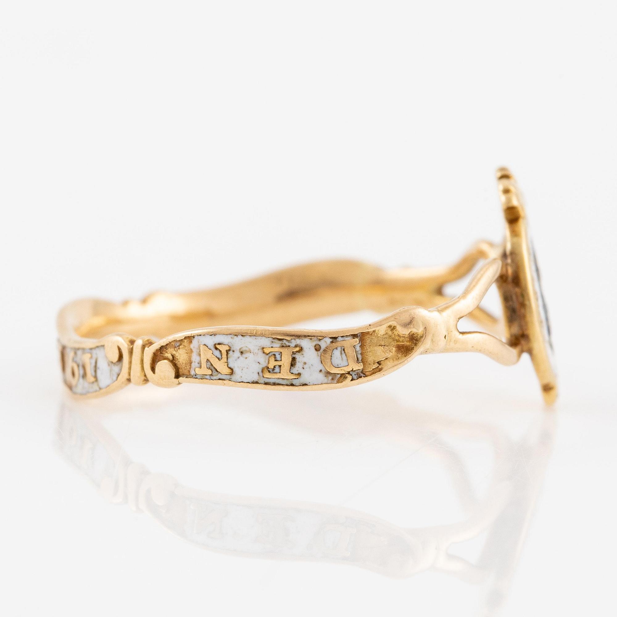Revolution ring, King Gustav III, gold and enamel.