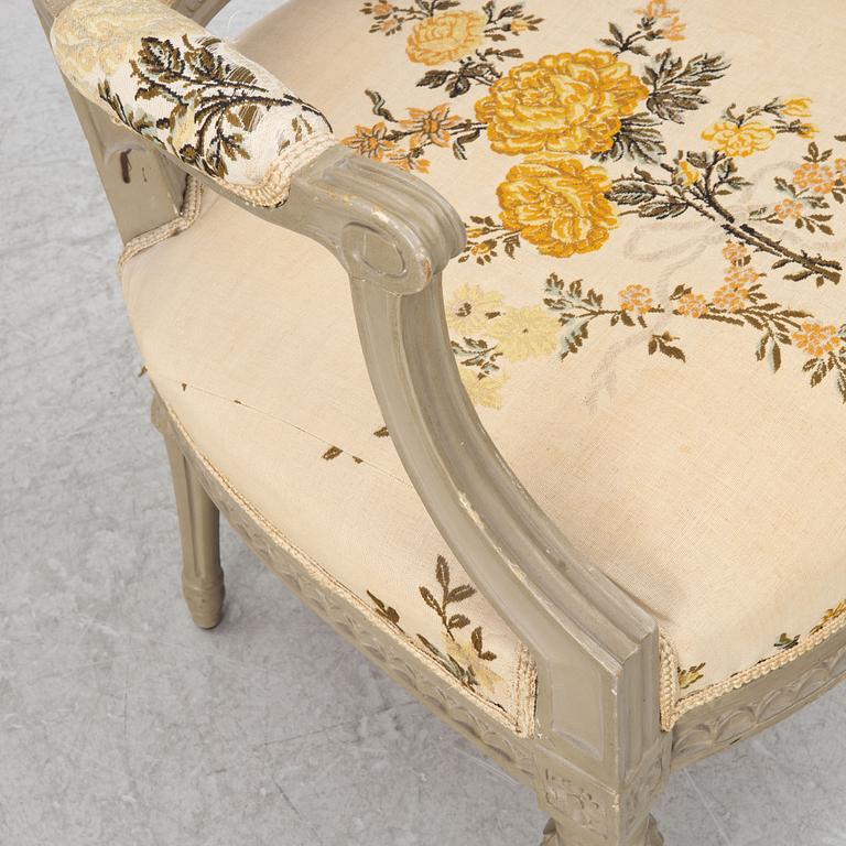 A late Gustavian open-back armchair attributed to Johan Erik Höglander (master in Stockholm 1777-1813).
