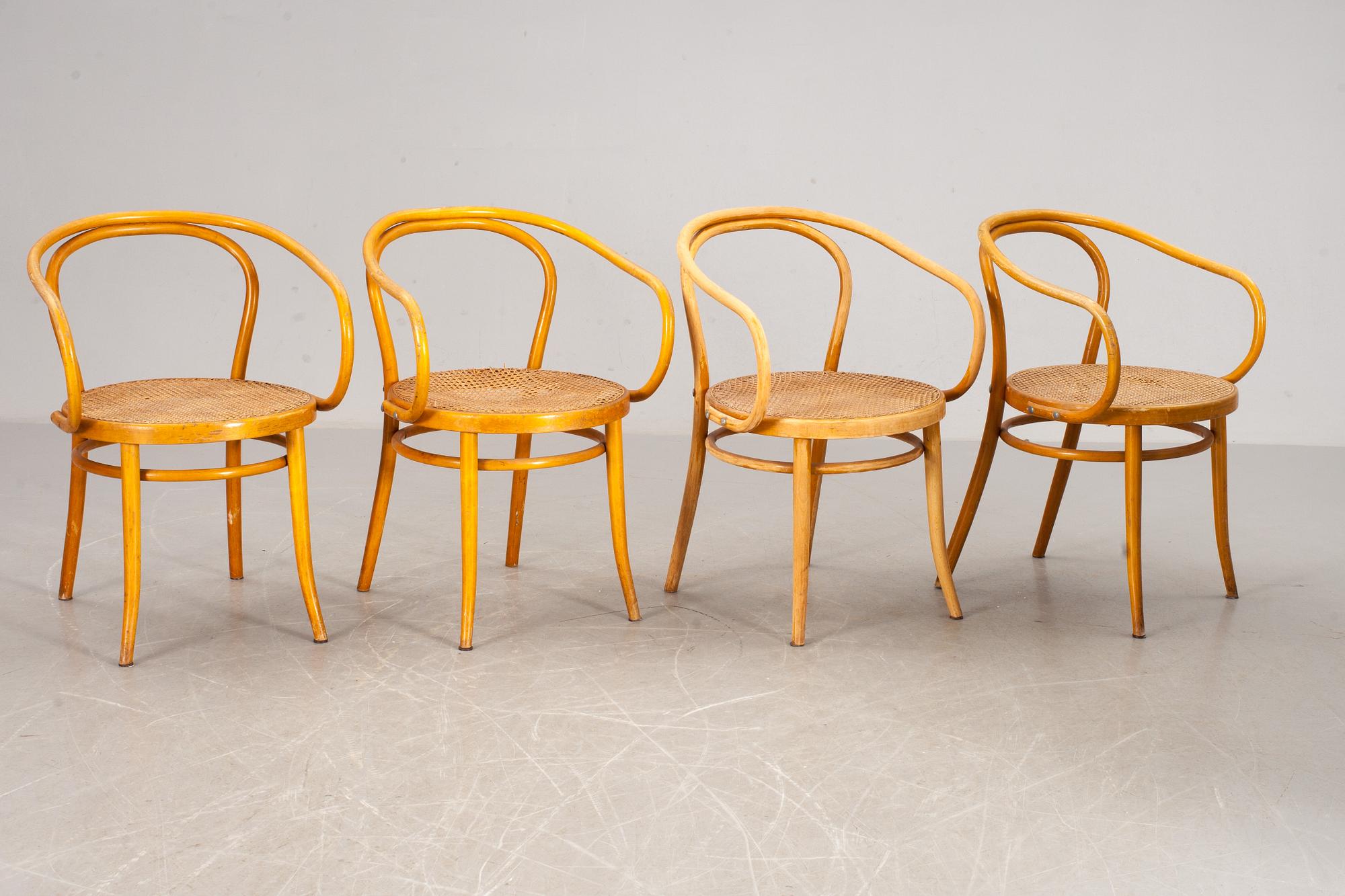 KARMSTOLAR, 4 st, Ligna, Tjeckoslovakien, märkta, 1900-tal.