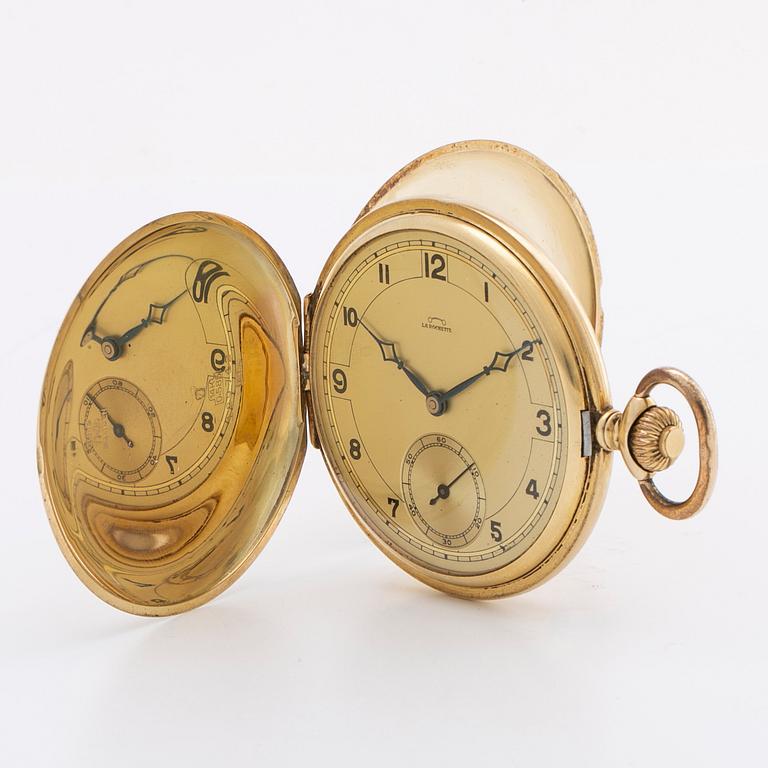 LA ROCHETTE pocket watch / savonette 14K Boliden gold, 50 mm.