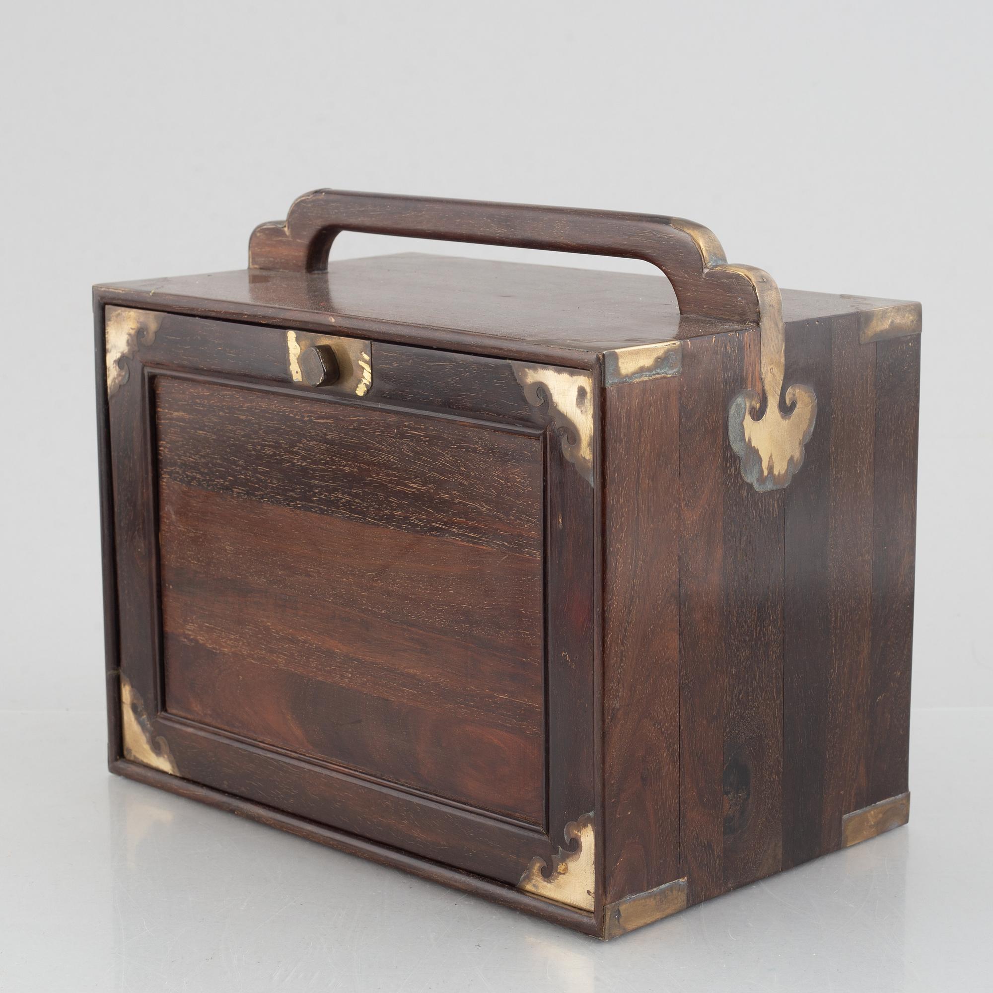 A Chinese hardwood box, 20th century.