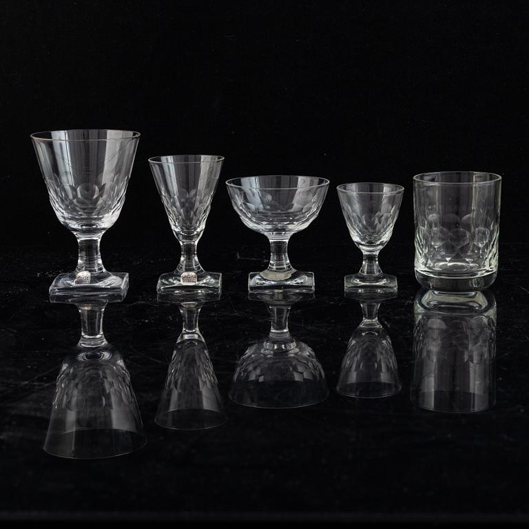 Elis Bergh, A glass service 'Fiskfjäll', 59 pcs, Kosta Boda.