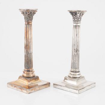 A pair of silver plated candle sticks, early 20th Century.