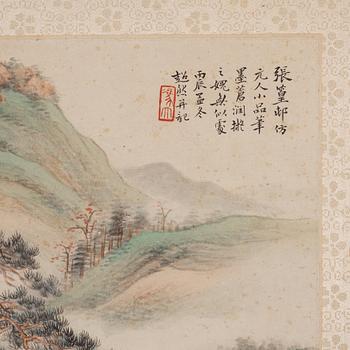 A Chinese painting by Feng Chaoran  (1881/1882-1954), ink and colour on paper.