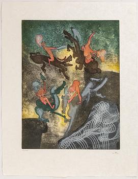 ROBERTO MATTA, 10 pieces of aquatint etchings named "Home' Mére", signed and numbered 78/100.