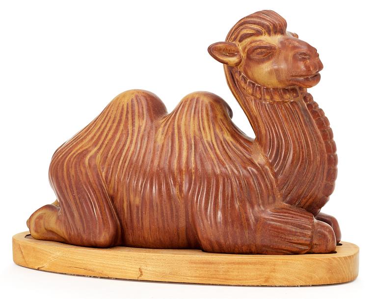 A Gunnar Nylund stoneware figure of a camel, Rörstrand.