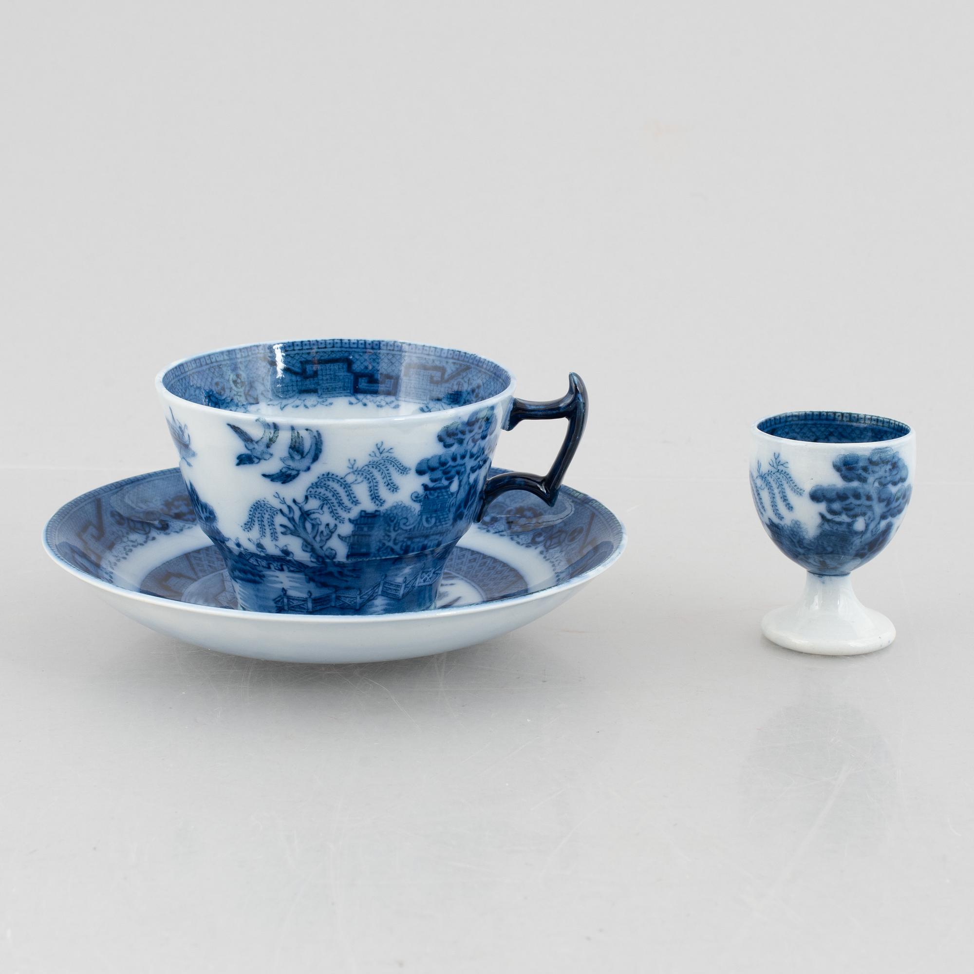 Matservis, flintgods, "Davenport Willow", Booths, England, tidigt 1900-tal.