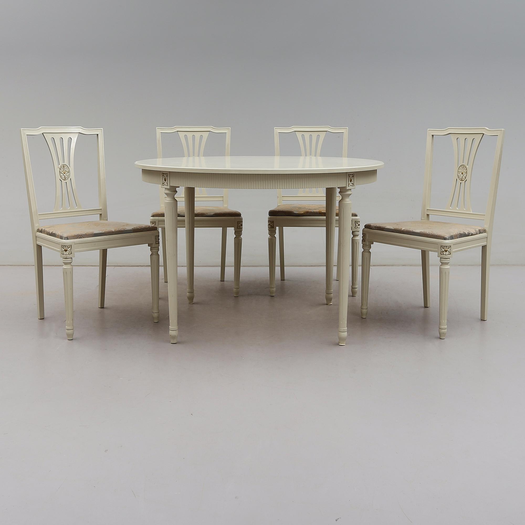 MATGRUPP, 5 delar, gustaviansk stil, 1900-talets andra hälft.