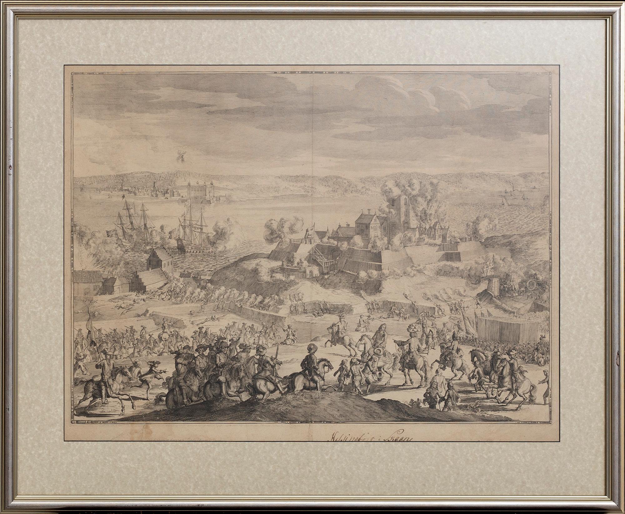 ROMEYN DE HOOGHE, The siege of Helsingborg in june 1676, copper engraving, 17th century latter part.