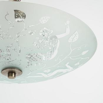 Edward Hald, a model 'HD 8581' ceiling light, Orrefors, 1940's.