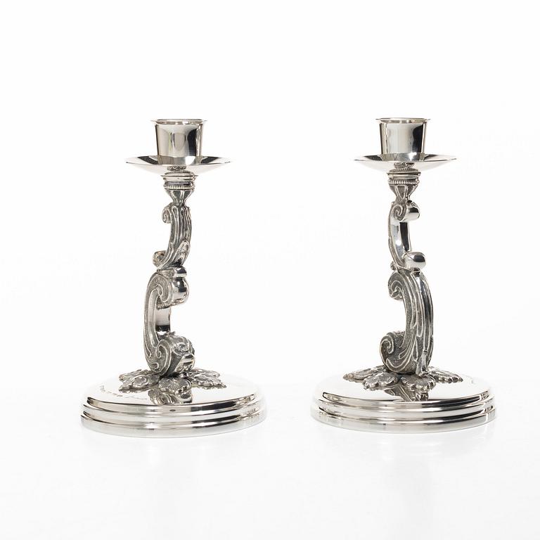 A pair of Swedish silver candlesticks, mark of Lazlo Hukvist, Mema, Lidköping, 1992.