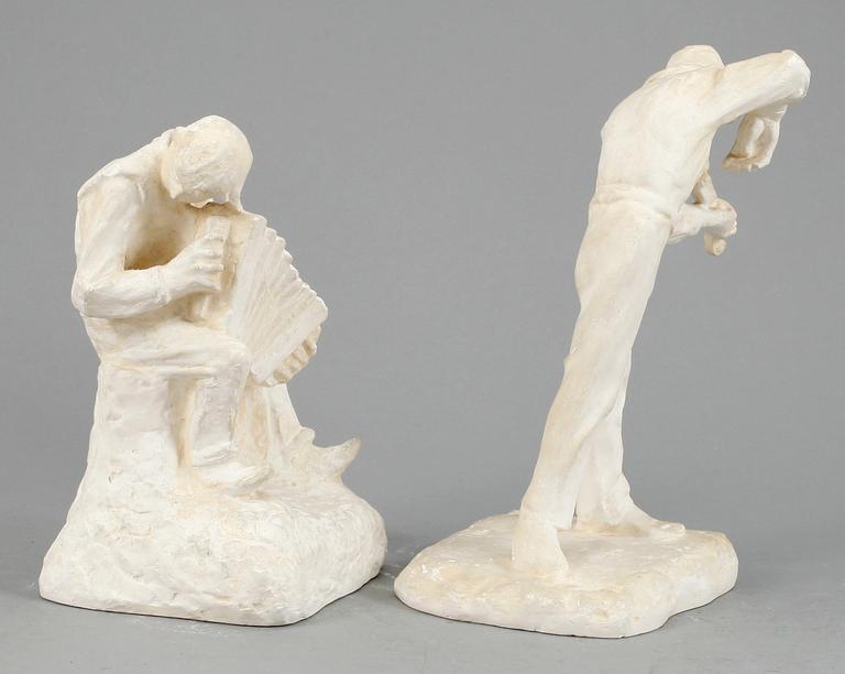 ARON JERNDAHL, efter, skulptur, 2 st, gips, signerade.