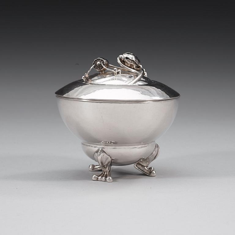 A Georg Jensen lidded bowl 'Blossom' design nr 126, Copenhagen ca 1915-21.