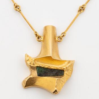Björn Weckström, Necklace "Pagodi", 18K gold with zoisite. Lapponia 1976.