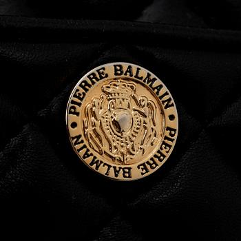 PIERRE BALMAIN, a black leather shoulder bag.