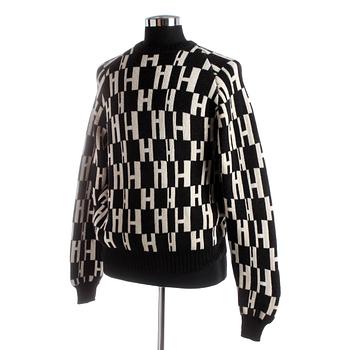 HERMÈS, a men black and white monogrammed wool sweater.