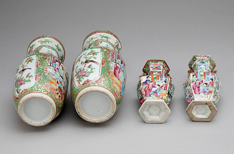 VASER, 2+2, porslin, Kanton, Kina 1800-tal.