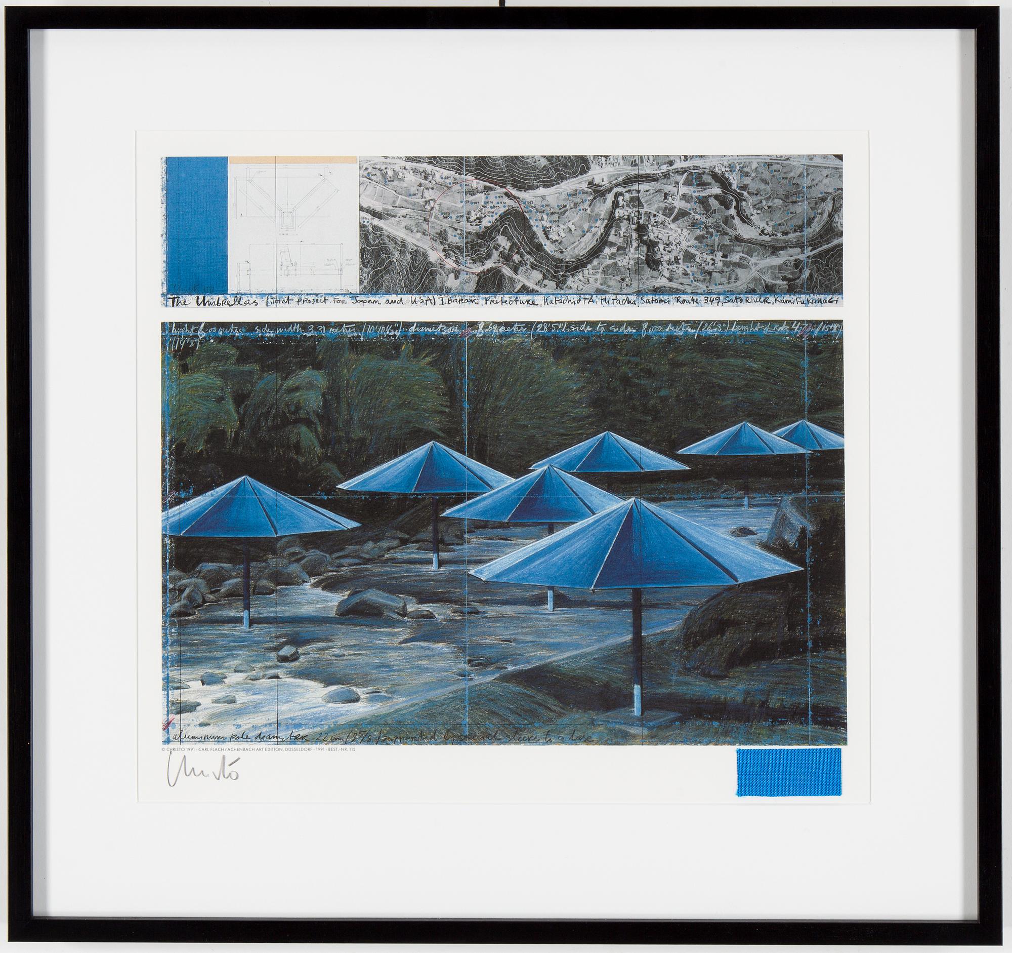 CHRISTO & JEANNE-CLAUDE, offset, diptyk. 1991, signerade med blyerts samt brun krita.