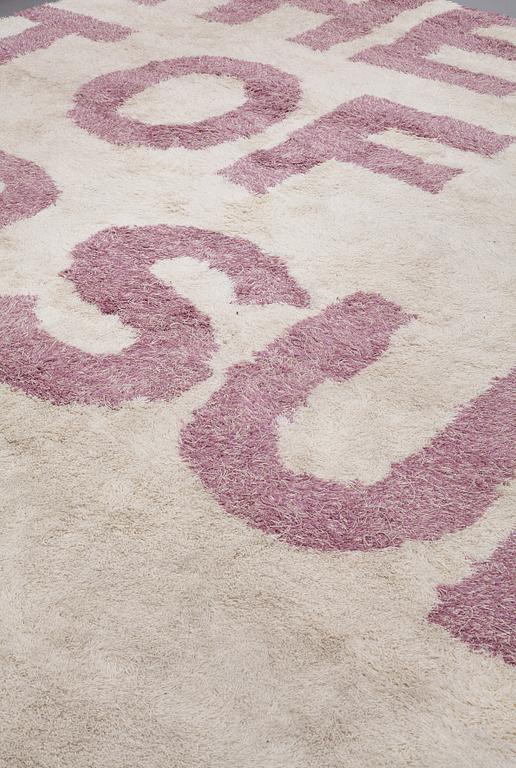 Ulf Rollof, A CARPET, "THE ART OF WAR SUN TZU", Kasthall, tufted around 2010, ca 388,5 x 394 cm.